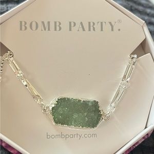 Beautiful Bomb Party Genuine Arctic Green Druzy on silver plating